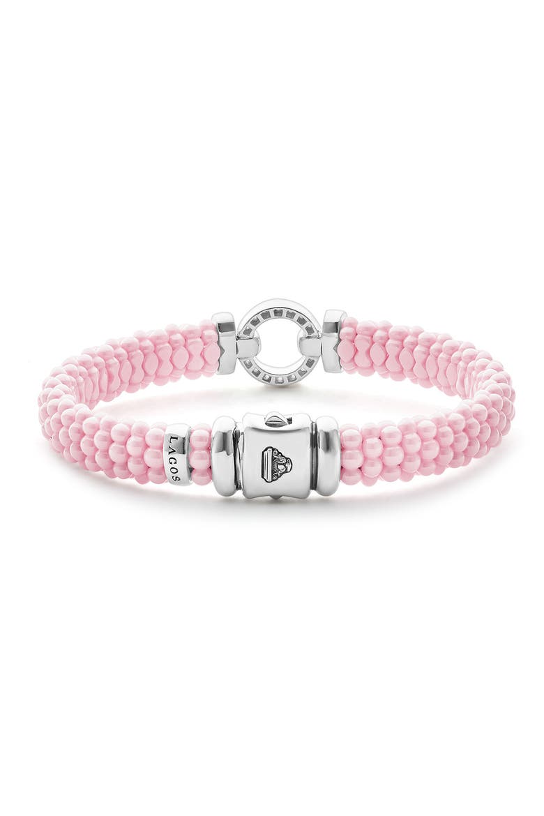 Pink Caviar Ceramic Bead Pavé Diamond Bracelet, Alternate, color, PINK