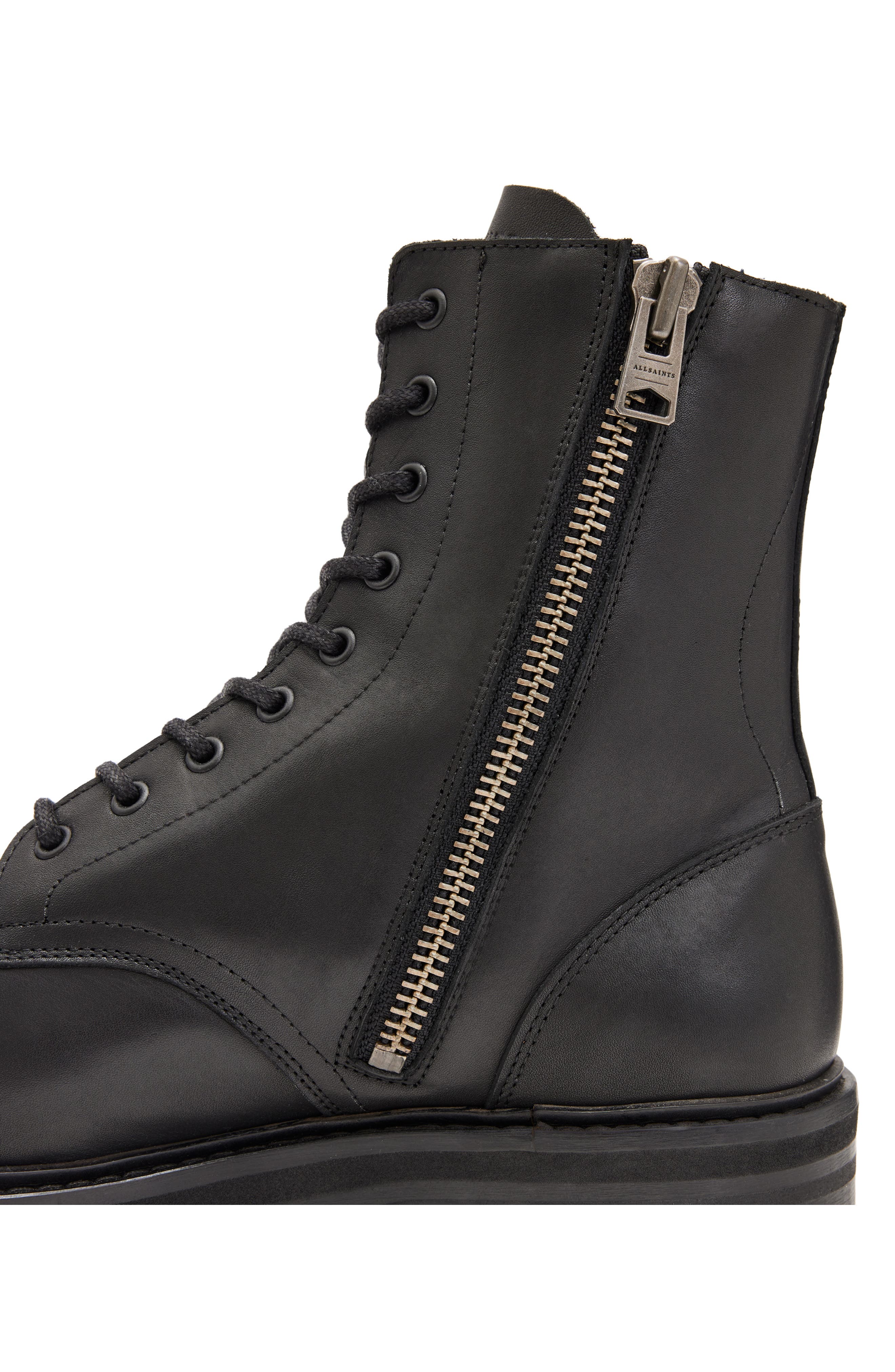 AllSaints Hank Lugged Zip Boot, Alternate, color, Black