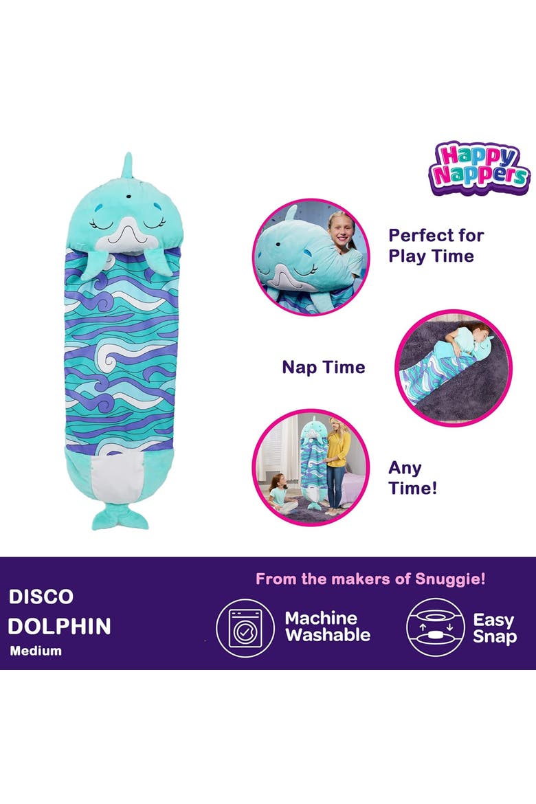 Pillow & Sleepy Sack Medium Dolphin Disco 54 Inch x 20 Inch, Alternate, color, Blue