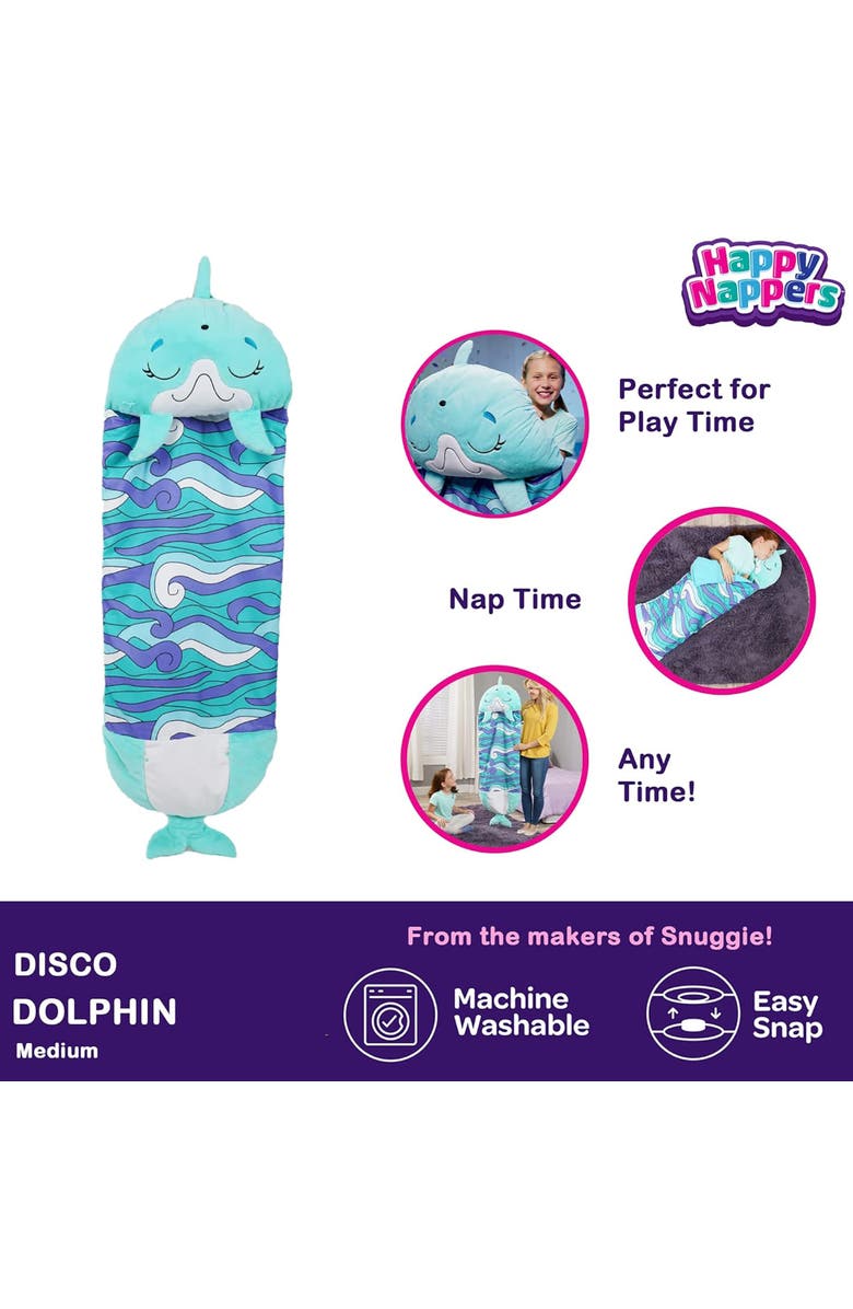 Happy Nappers Pillow & Sleepy Sack Medium Dolphin Disco 54 Inch x 20 Inch, Alternate, color, Blue
