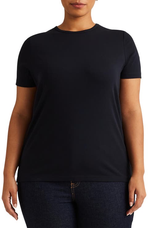 Crewneck Stretch Cotton T-Shirt (Plus)