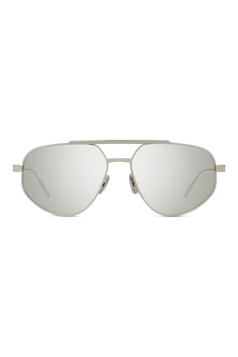GVSPEED 57mm Aviator Sunglasses, Main, color, SHINY PALLADIUM / BROWN MIRROR