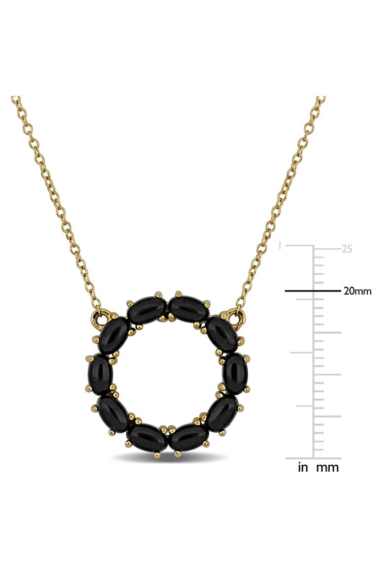 Black Onyx Circle Necklace Yellow Plated Sterling Silver, Alternate, color, Onyx