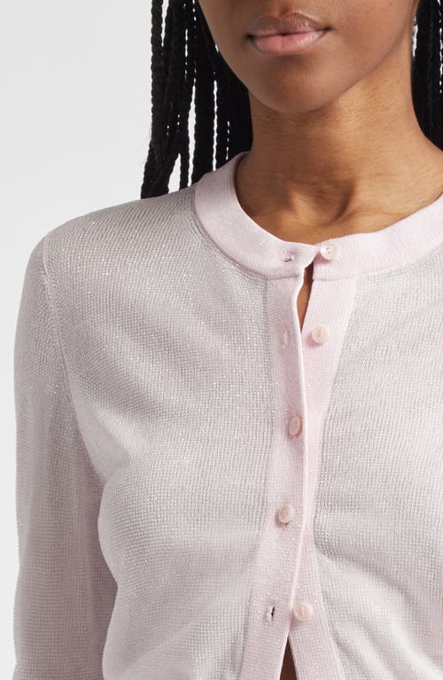 Alexander Wang Crystal Hotfix Crop Cardigan In Pink