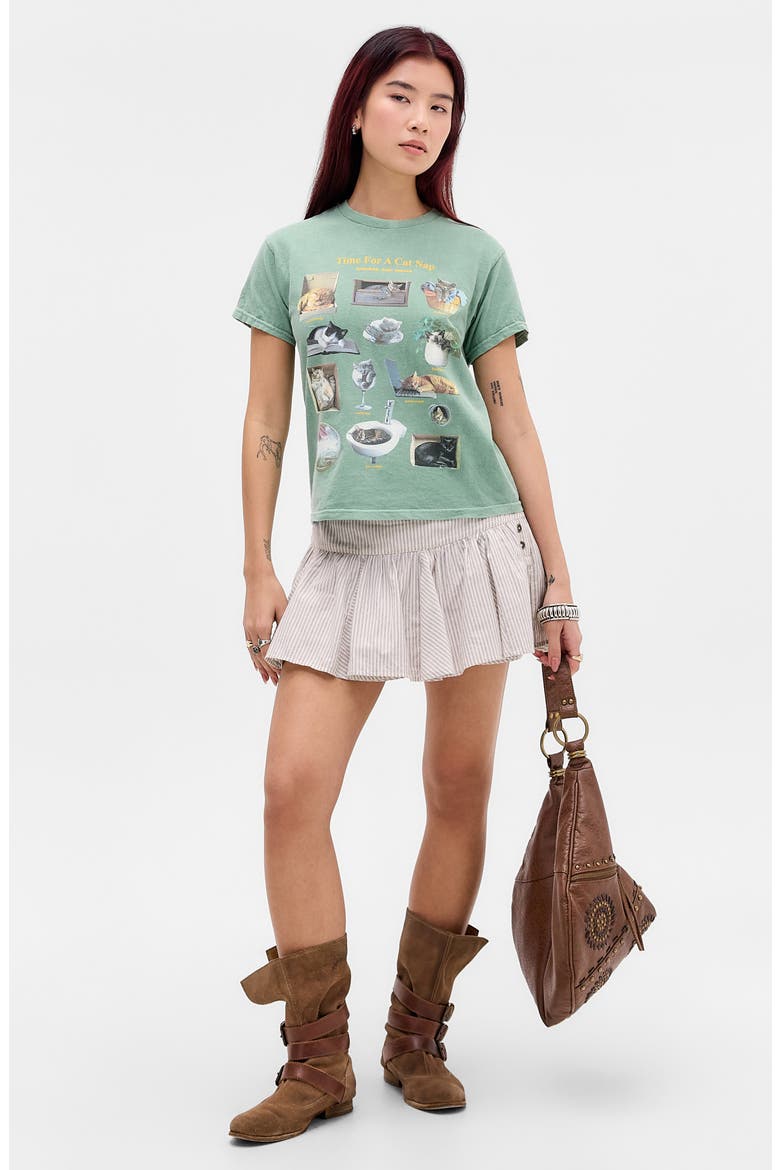 Cat Nap Relaxed Graphic T-Shirt, Alternate, color, GREEN