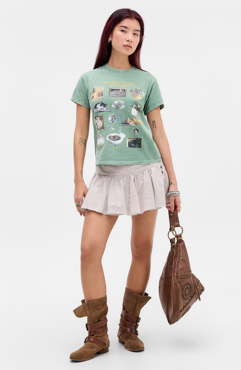 BDG Urban Outfitters Cat Nap Relaxed Graphic T-Shirt, Alternate, color, Green