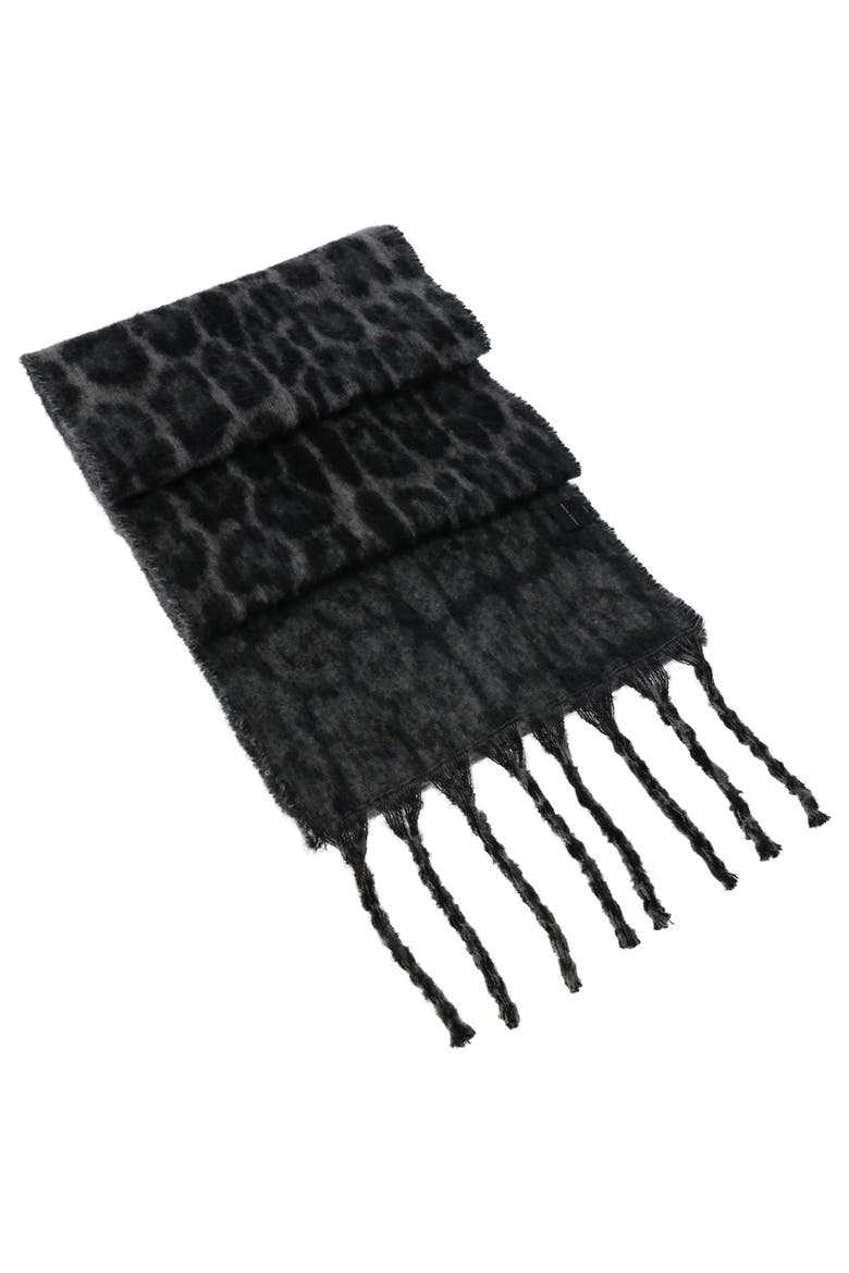 Brushed Woven Leopard Jacquard Scarf, Alternate, color, BLACK