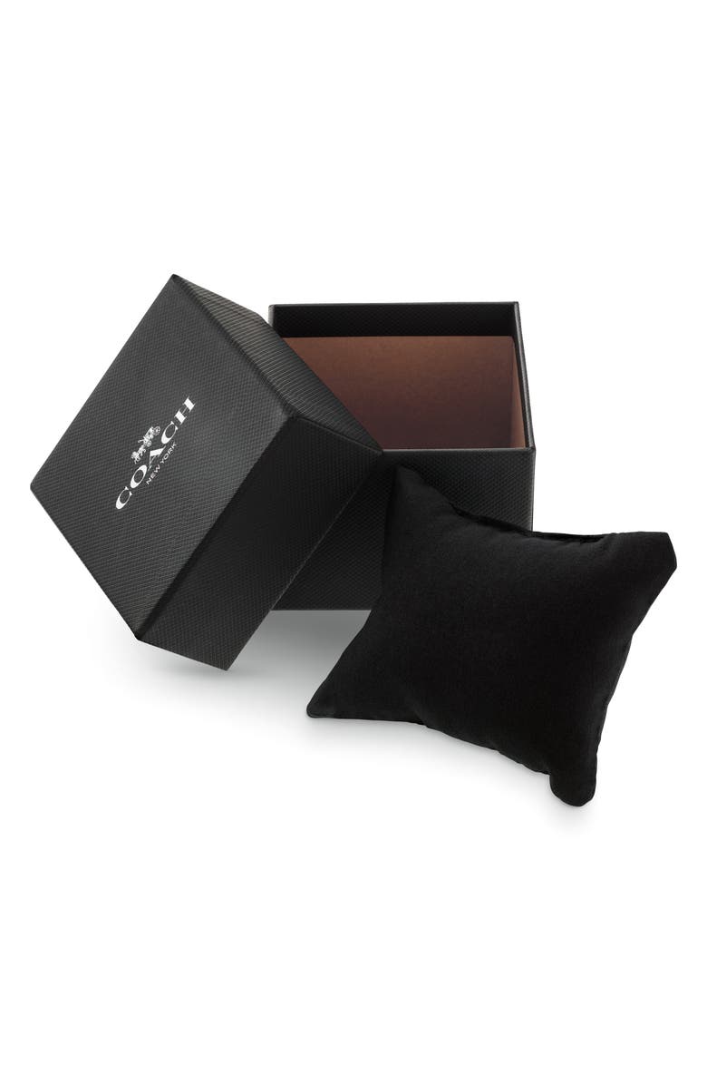 COACH Oliver Leather Strap Watch, 41mm, Alternate, color, Grey