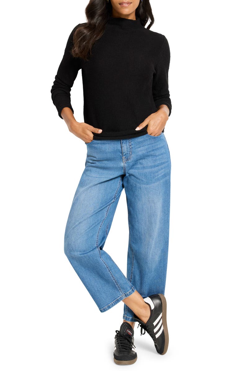 NIC+ZOE Pixel Mock Neck Sweater, Alternate, color, Black Onyx