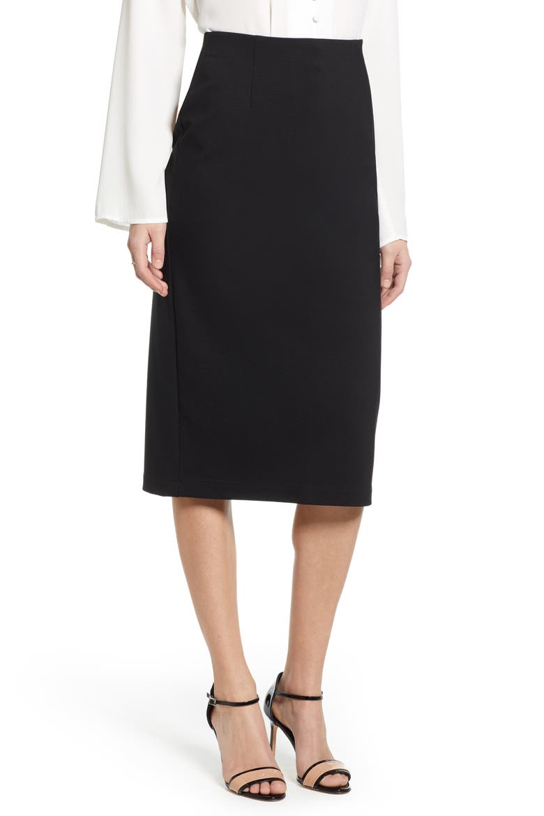 Ponte Pencil Skirt, Main, color, BLACK