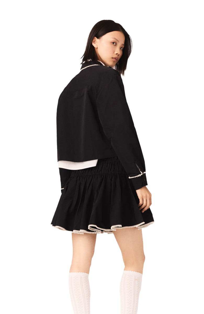 maje Beaded taffeta skirt, Alternate, color, Black