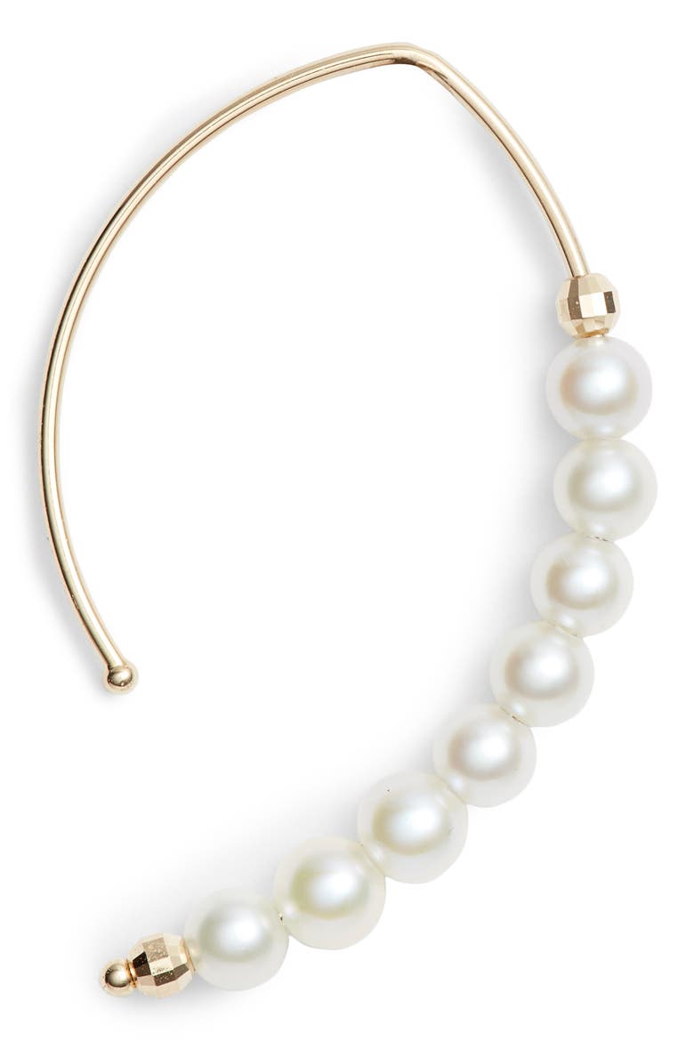 Pearl Marquis Hoop Earrings, Alternate, color, GOLD/ PEARL