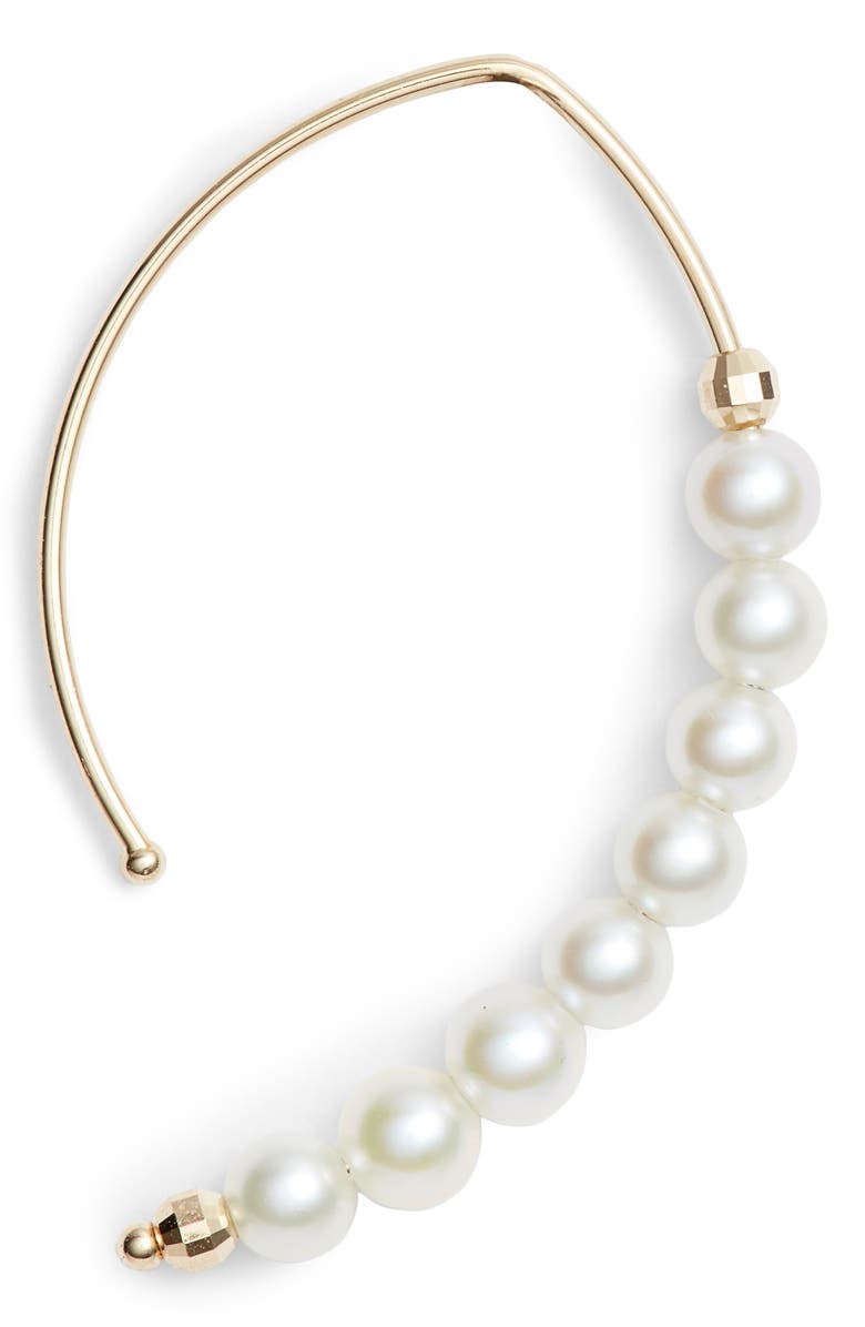 Mizuki Pearl Marquis Hoop Earrings, Alternate, color,