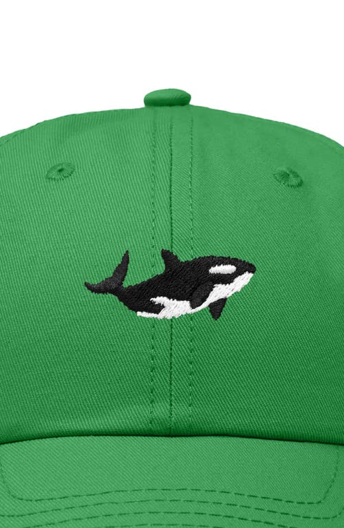 Dalix Killer Whale Embroidered Dad Hat In Kelly Green