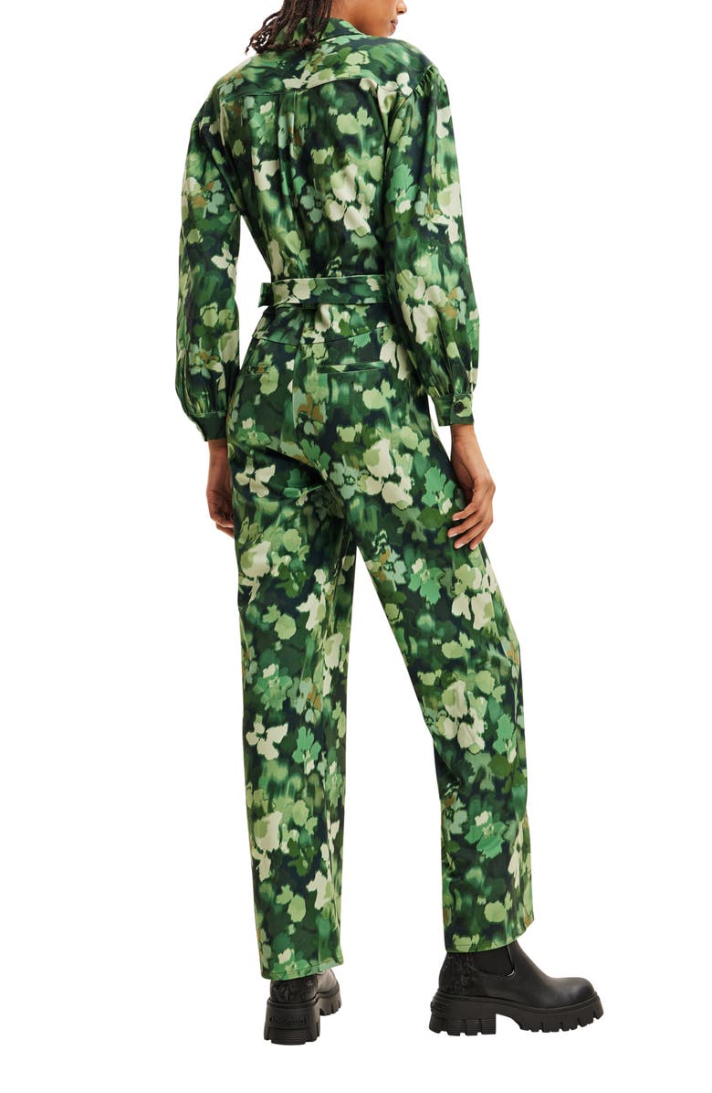 Desigual Ronda Floral Camo Long Sleeve Belted Jumpsuit, Alternate, color,