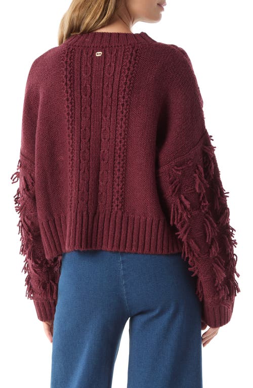 Do By Dee Ocleppo Cassia Fringe Cable Sweater In Burgundy