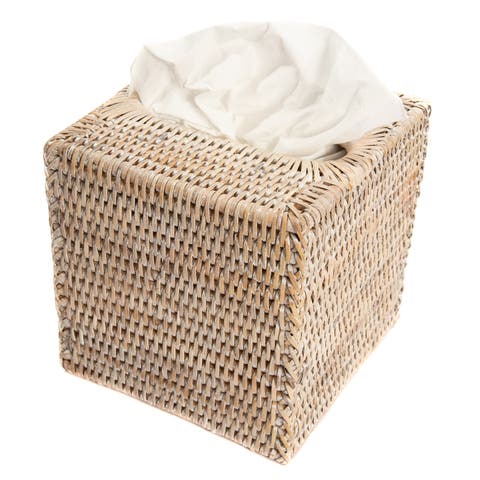 Artifacts Rattan Column Tissue Box Cover