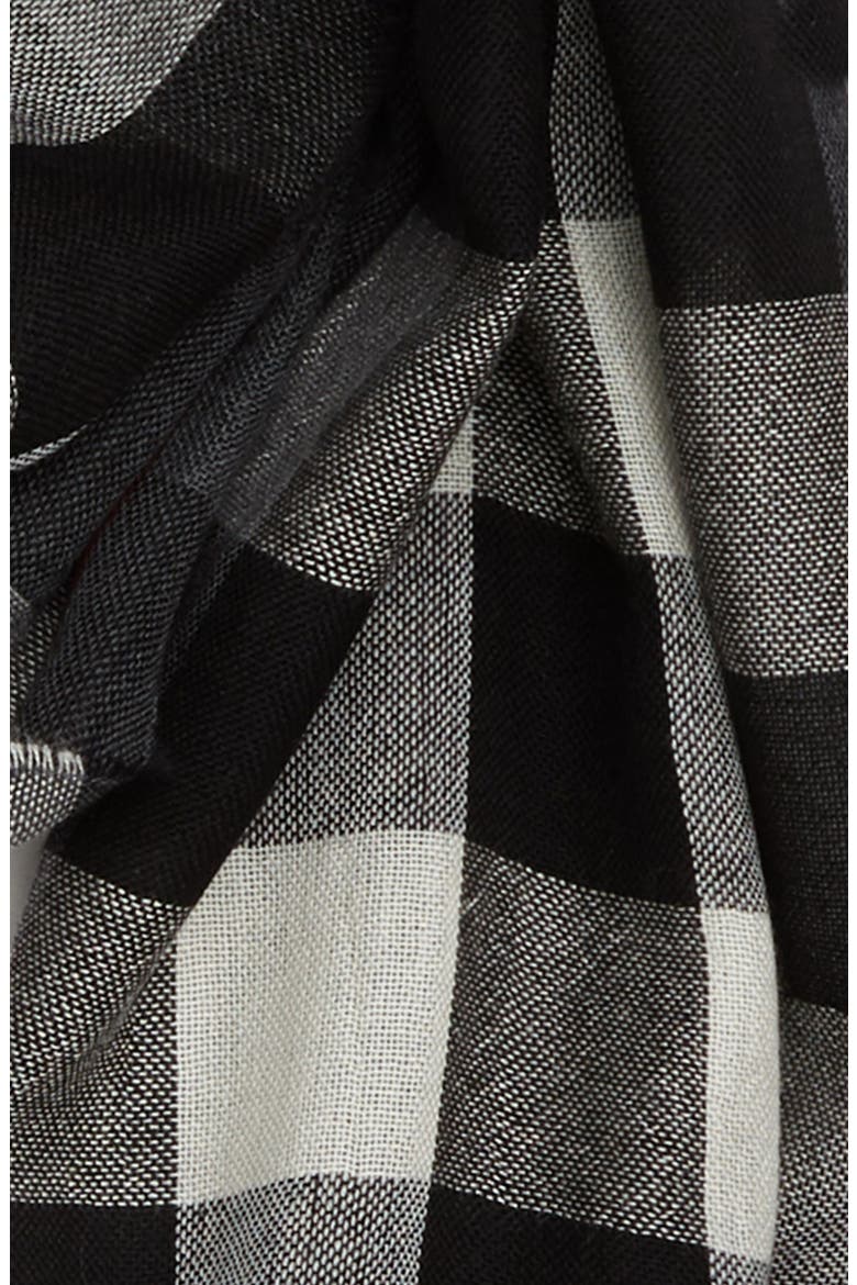 Tonal Lightweight Check Cashmere Wool Scarf, Alternate, color, CHARCOAL
