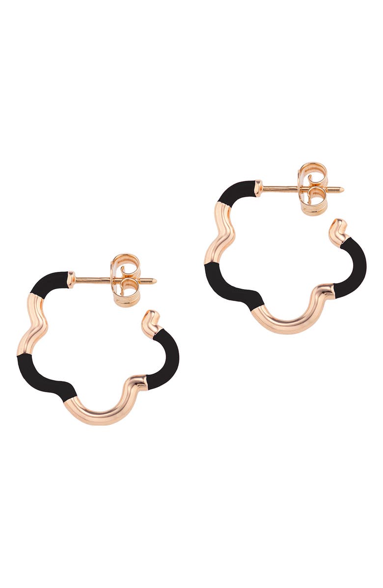 Bea Bongiasca B Mini Two-Tone Flower Hoop Earrings, Main, color, Black