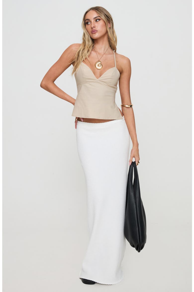 Candid Tie Back Cotton & Linen Camisole, Alternate, color, BEIGE