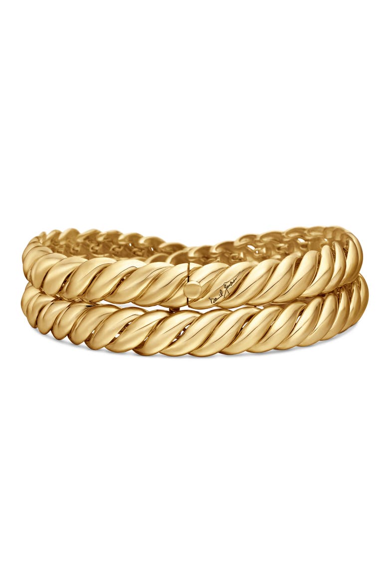 Sculpted Cable Double Wrap Bracelet in 18K Yellow Gold, Alternate, color, 18K YELLOW GOLD