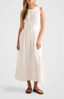 Rosie Tuck Detail Sleeveless Linen Dress