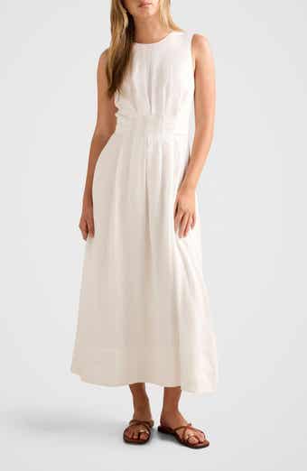 Rosie Tuck Detail Sleeveless Linen Dress