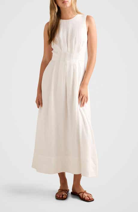Rosie Tuck Detail Sleeveless Linen Dress