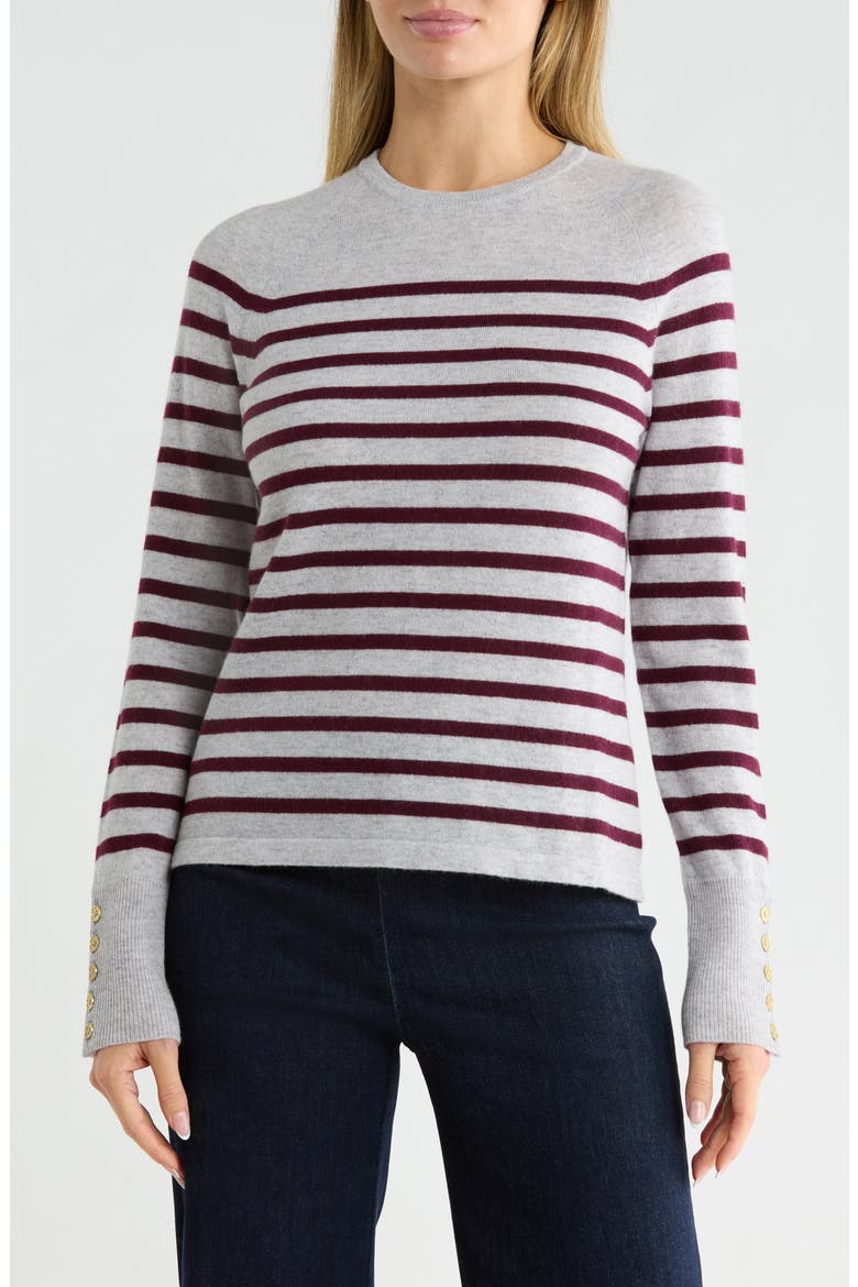 Zosia Cashmere Sweater, Main, color, LIGHT H GRAY/ BURGUNDY