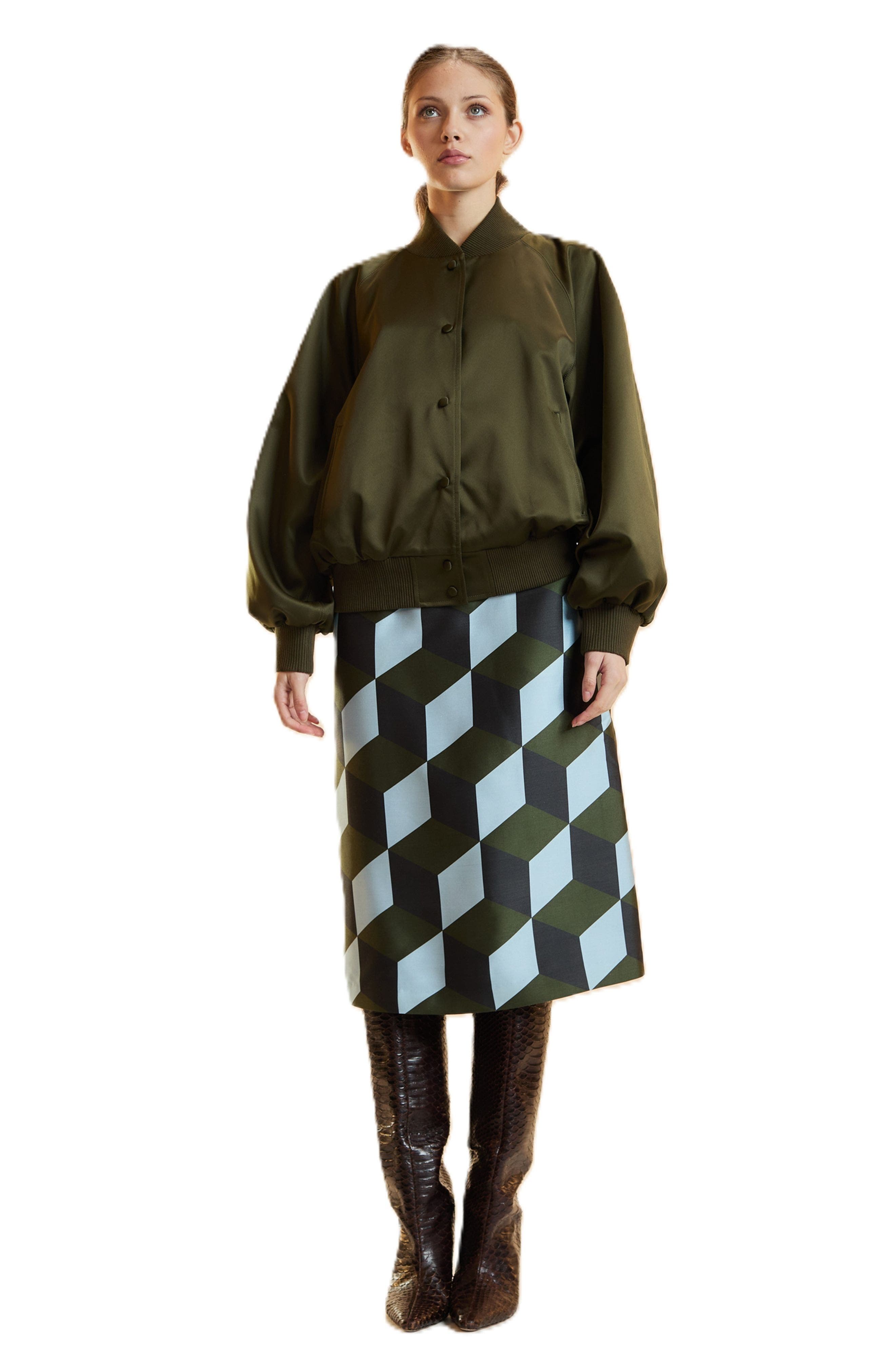 Silk Wool Midi Skirt