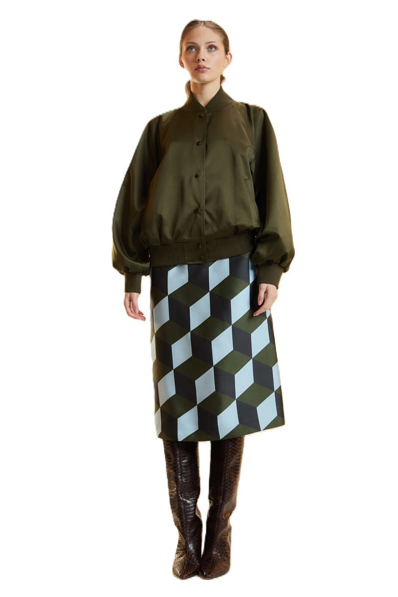 Satin Bomber Jacket, Alternate, color, Army Green