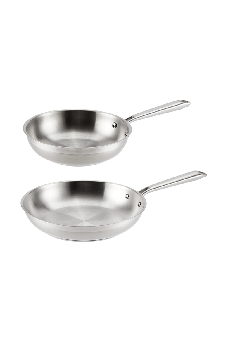 Gourmet Stainless Steel Twin Frypan 8" & 10", Main, color, Silver