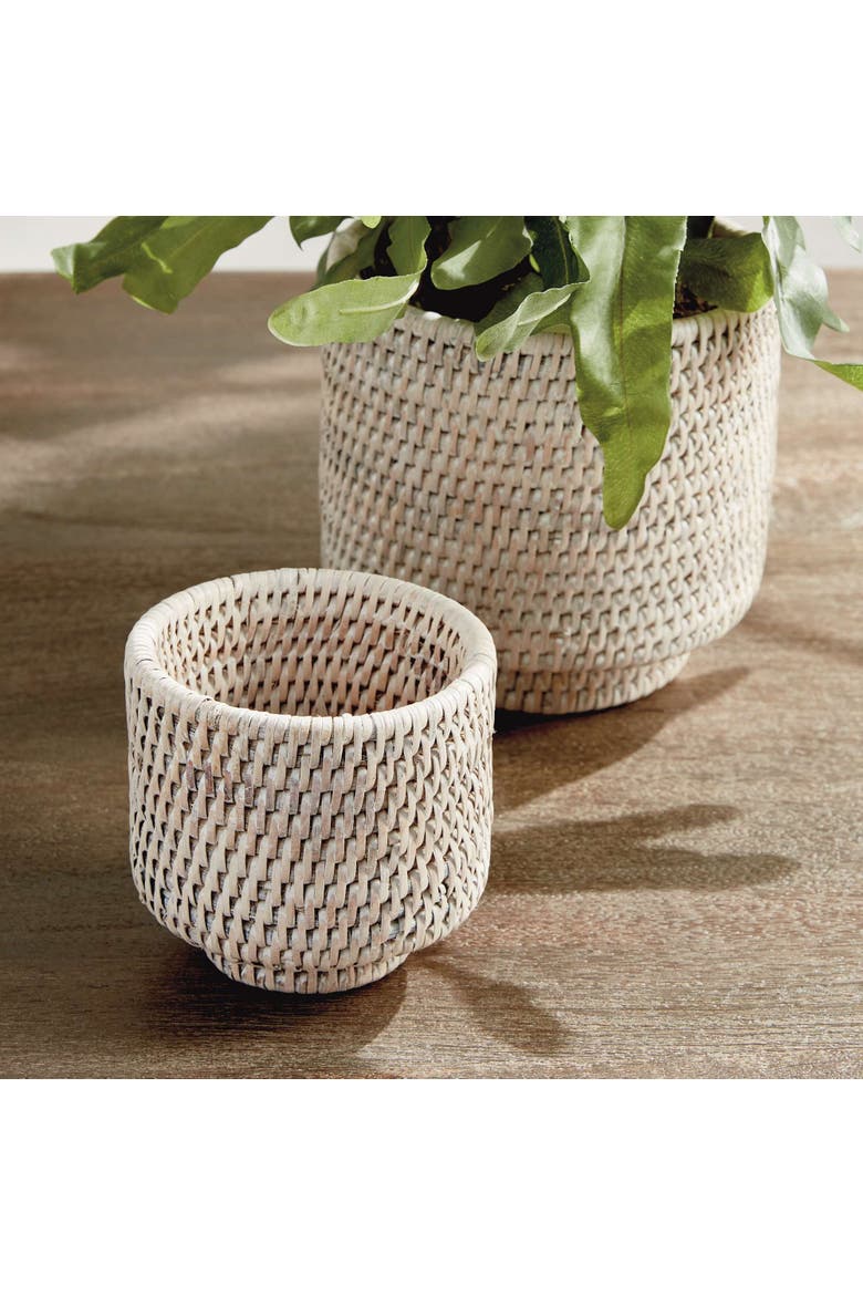 BURMA RATTAN CACHEPOTS SMALL Set of 2, Alternate, color, White