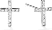 LANA 14k Gold Diamond Cross Stud Earrings