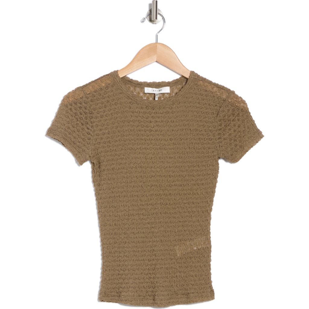 Frame Textured Semisheer Mesh T-shirt In Cypress