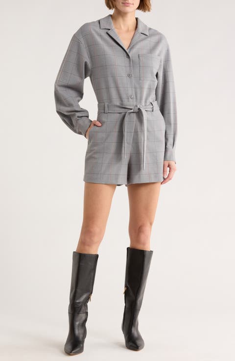 Icarreau Windowpane Wool Blend Romper