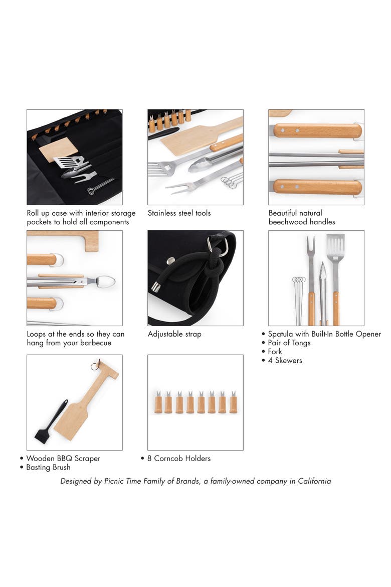 18 Piece BBQ Roll Up Set, Alternate, color, Black