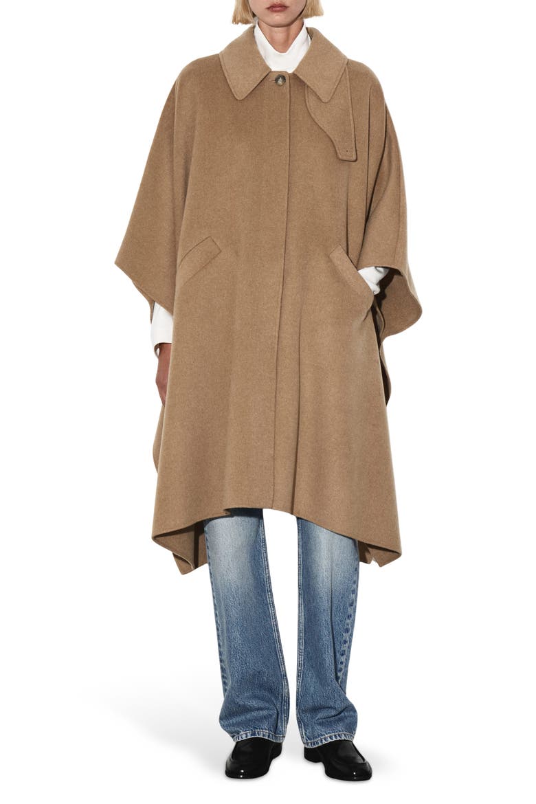Wool Blend Double Cape, Main, color, BEIGE DARK