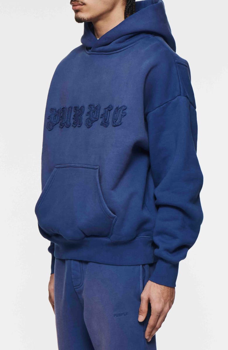 PURPLE BRAND Gothic Logo Cotton Fleece Hoodie, Alternate, color, 