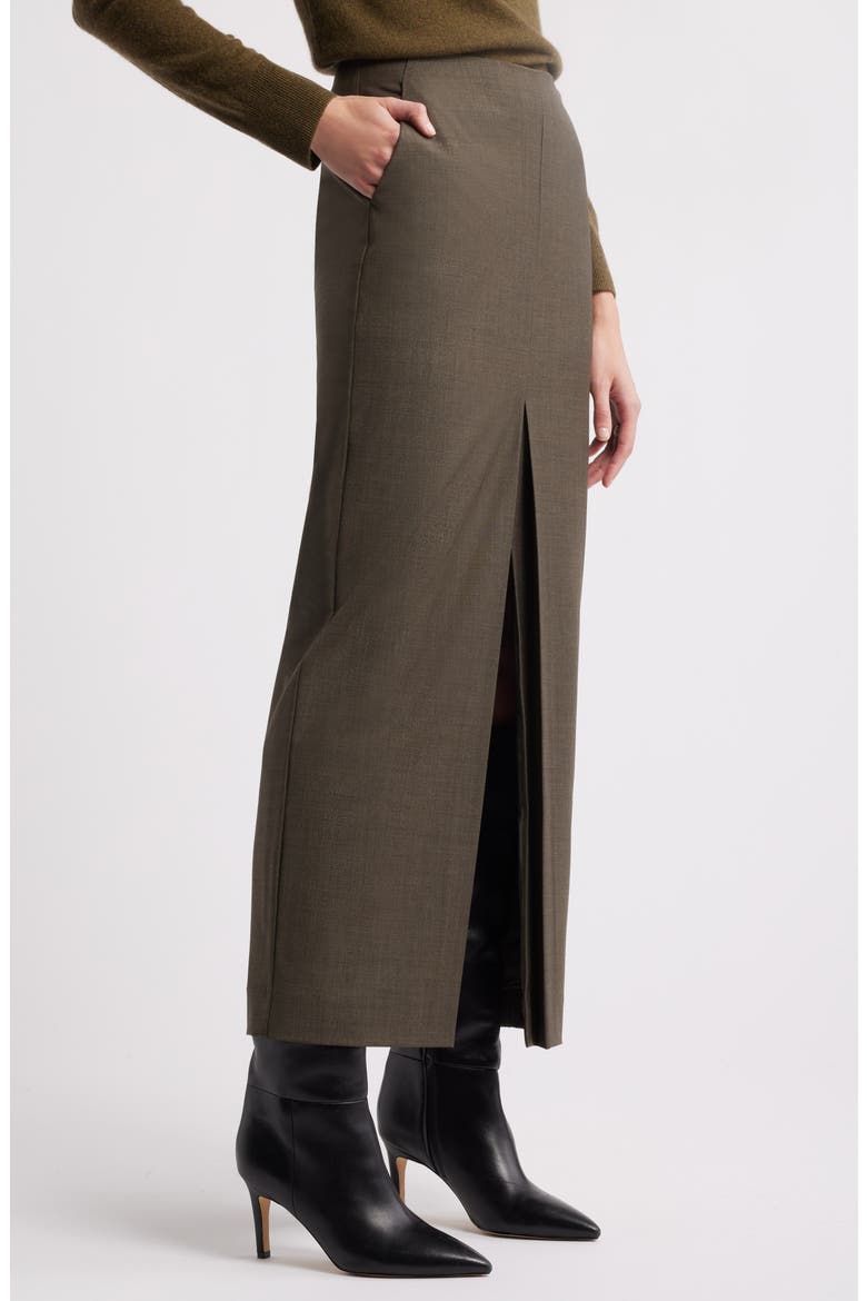 Wool Blend Maxi Pencil Skirt, Alternate, color, BROWN HEATHER