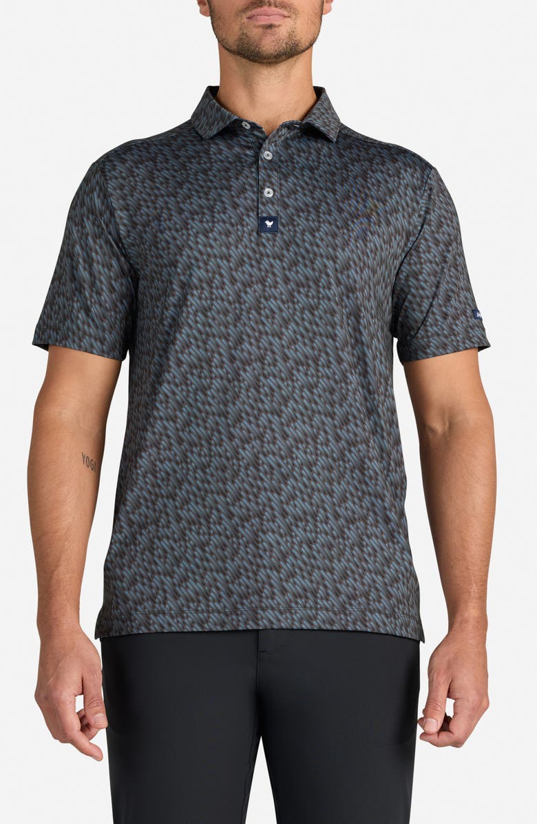 Bad Birdie Cosmic Chaos Abstract Print Performance Golf Polo, Main, color, Black