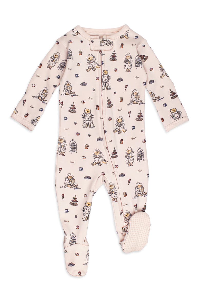 x Paddington Bear™ Organic Cotton Zip Footie, Main, color, SWEET PADDINGTON
