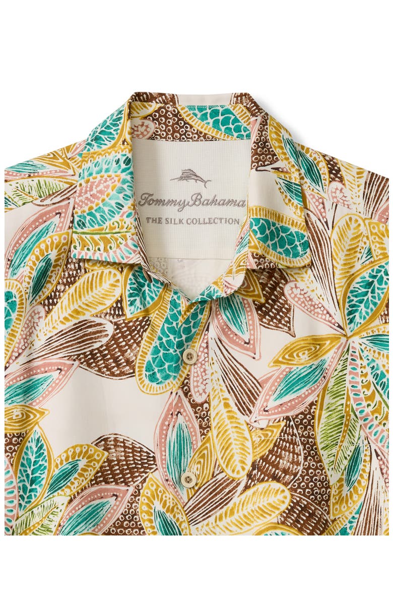 Fuego Tropics Short Sleeve Silk Button-Up Shirt, Alternate, color, COCONUT