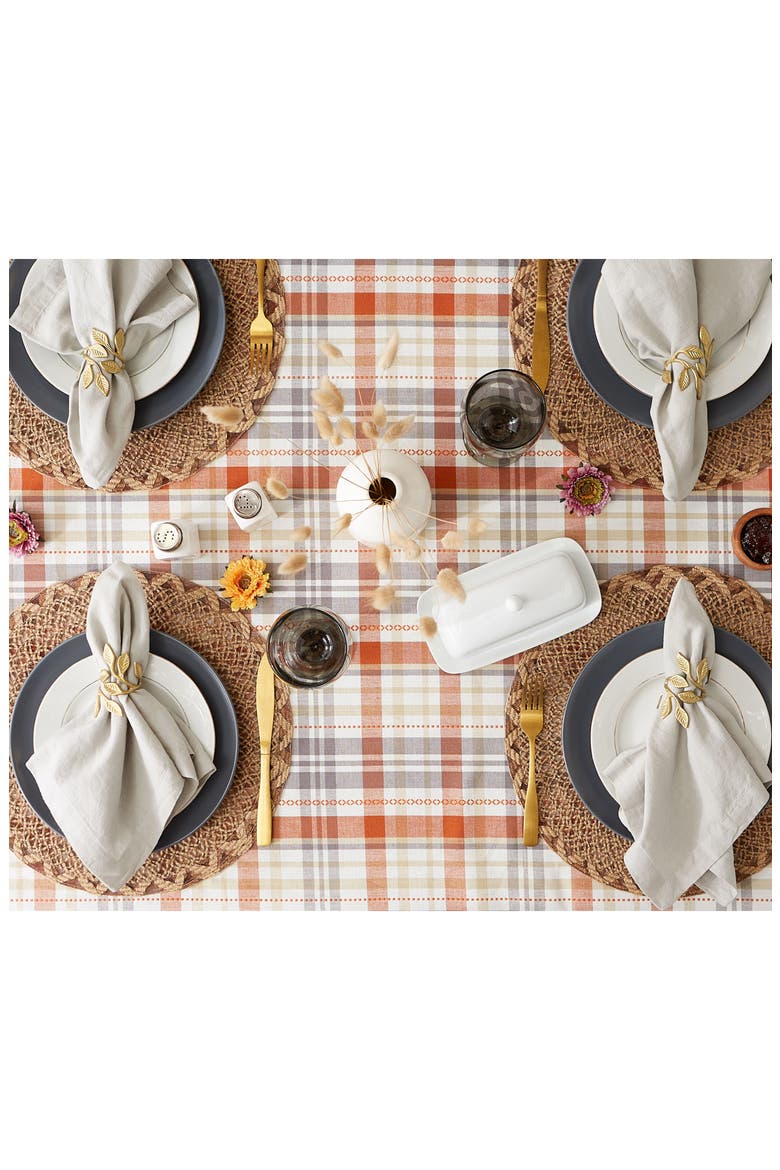 Autumn Afternoon Plaid Cotton Tablecloth, Alternate, color, AUTUMN AFTERNOON PLAID