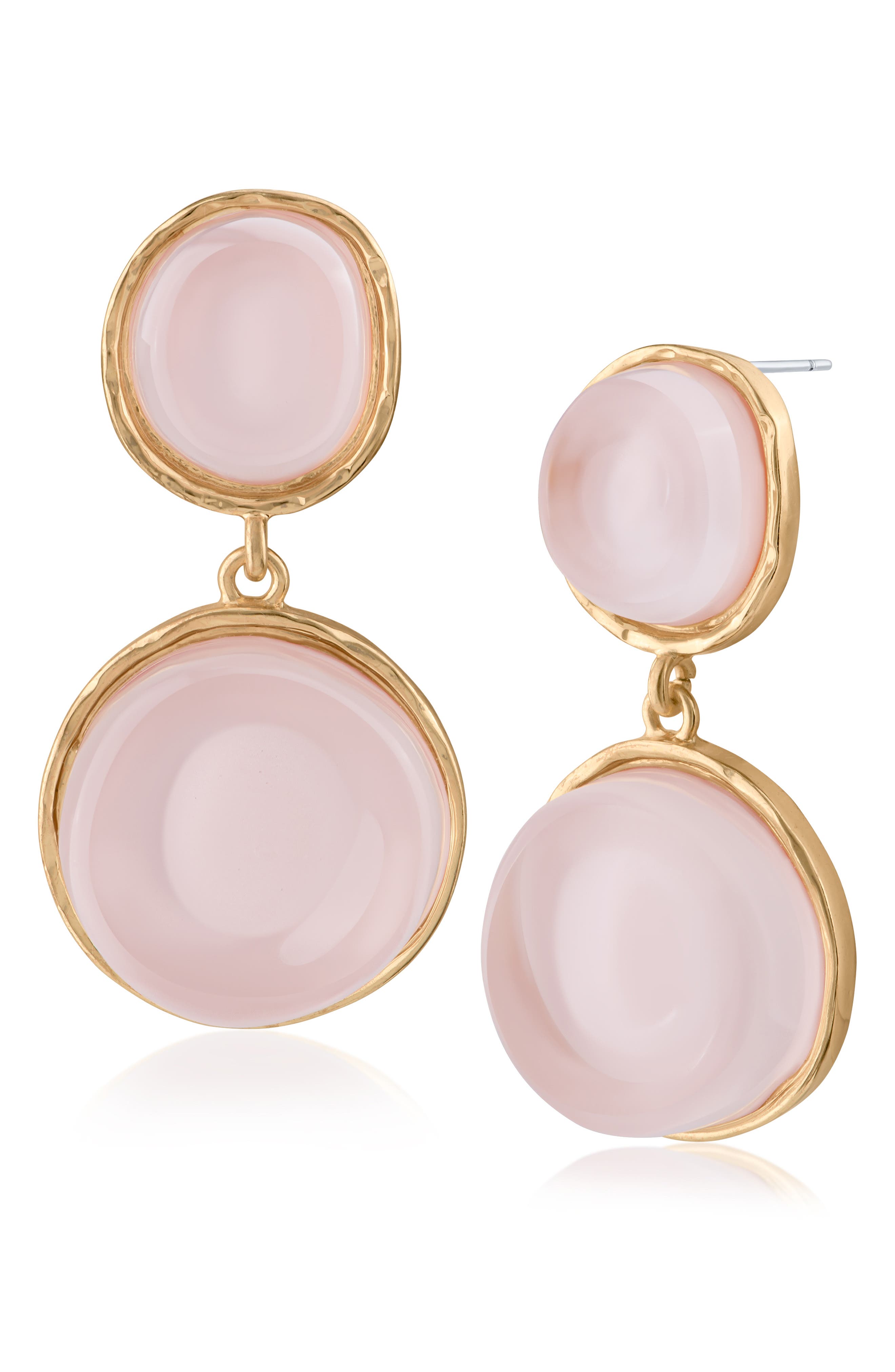 Simulated Pink Quartz Drop Earrings