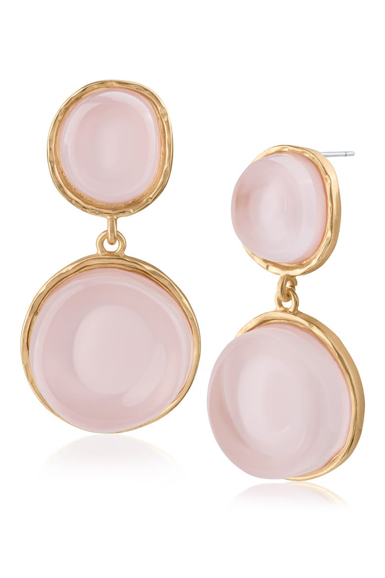 Simulated Pink Quartz Drop Earrings, Main, color, PINK/ GOLD
