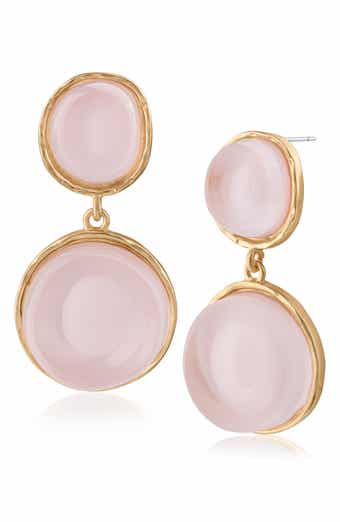 Simulated Pink Quartz Drop Earrings