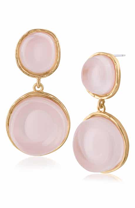 Simulated Pink Quartz Drop Earrings