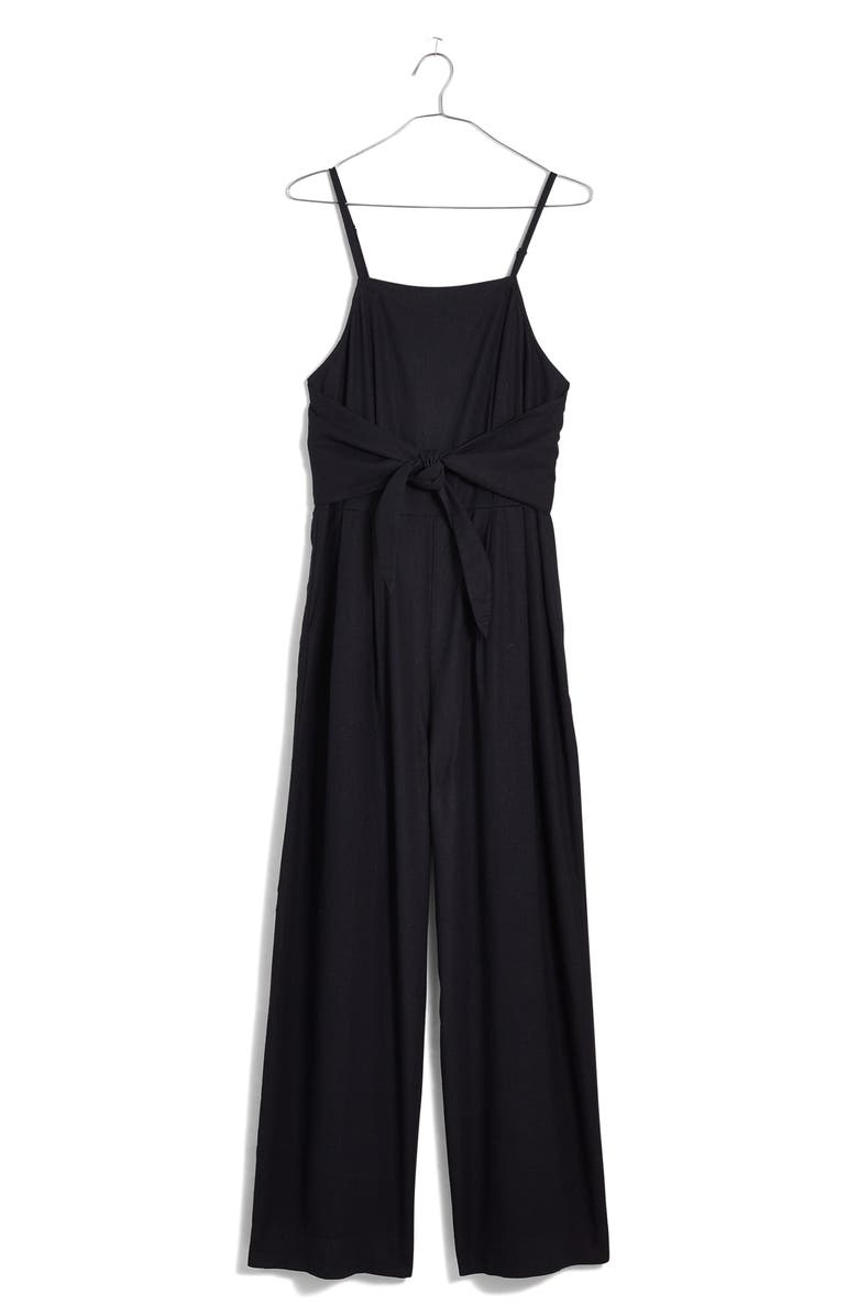 Madewell Tie Waist Crop Wide Leg Jumpsuit, Alternate, color, 