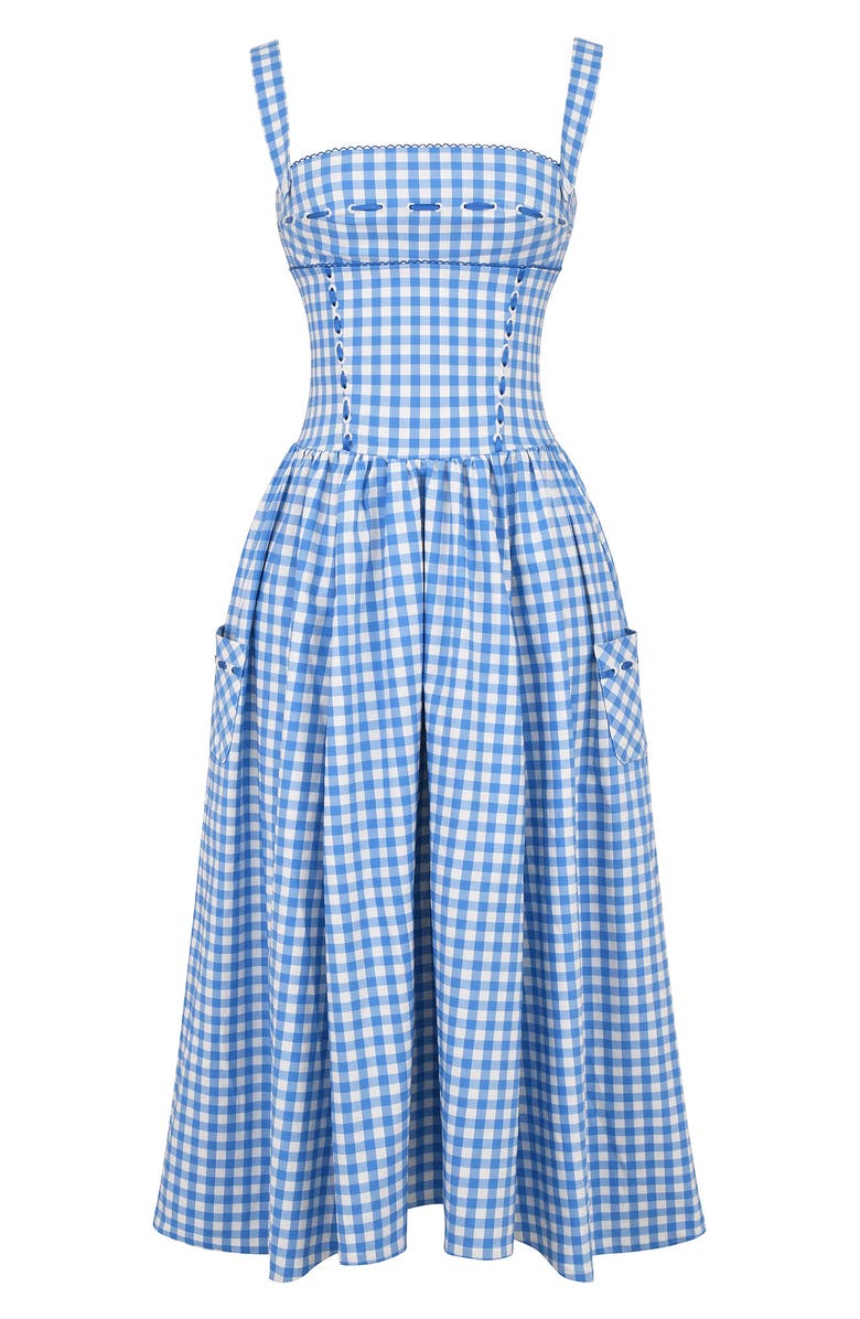 HOUSE OF CB Vivien Midi Sundress, Alternate, color, Regatta Blue
